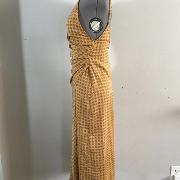 Urban Outfitters Sz S/P Lily Satin Wrap Midi Dress Golden Yellow - Picture 3 of 9